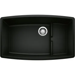 Blanco Performa 32" Undermount Granite Composite Kitchen Sink with Accessories, Silgranit, Coal Black, 442936