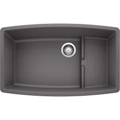 Blanco Performa 32" Undermount Granite Composite Kitchen Sink with Accessories, Silgranit, Cinder, 441476