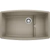 Blanco Performa 32" Undermount Granite Composite Kitchen Sink with Accessories, Silgranit, Truffle, 441291
