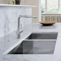 Blanco Precision 33" Undermount Stainless Steel Kitchen Sink, 60/40 Double Bowl, 18 Gauge, Satin Polish, 515821
