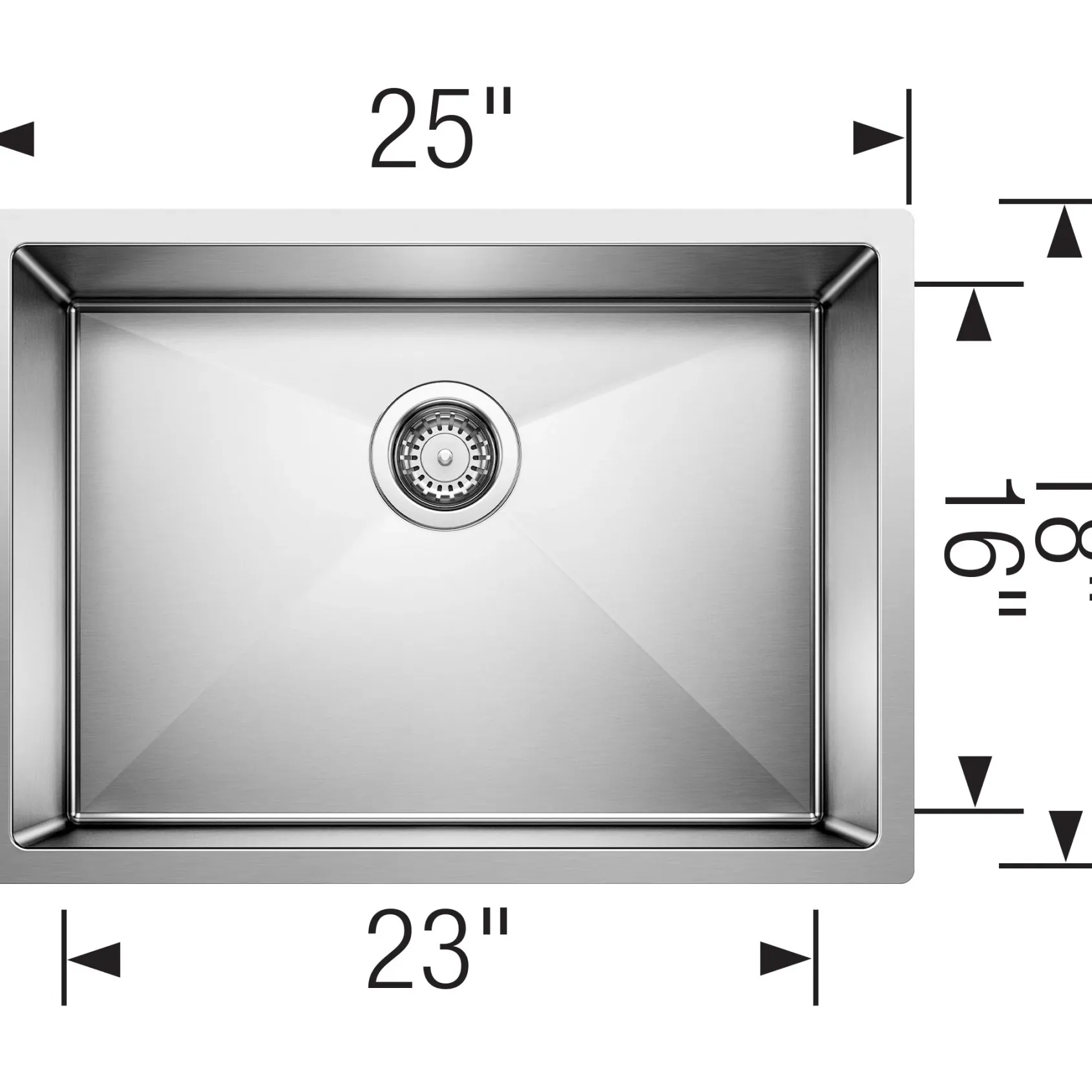 Blanco Precision 25" Undermount Stainless Steel Kitchen Sink, 18 Gauge, Satin Polish, 515822