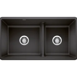 Blanco Precis 33" Undermount Granite Composite Kitchen Sink, Silgranit, 60/40 Double Bowl, Anthracite, 442525