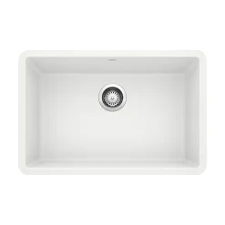 Blanco Precis 27" Undermount Granite Composite Kitchen Sink, Silgranit, White, 522429
