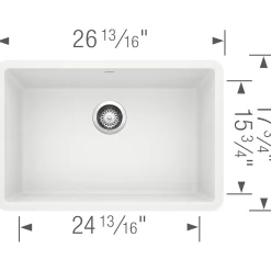 Blanco Precis 27" Undermount Granite Composite Kitchen Sink, Silgranit, White, 522429