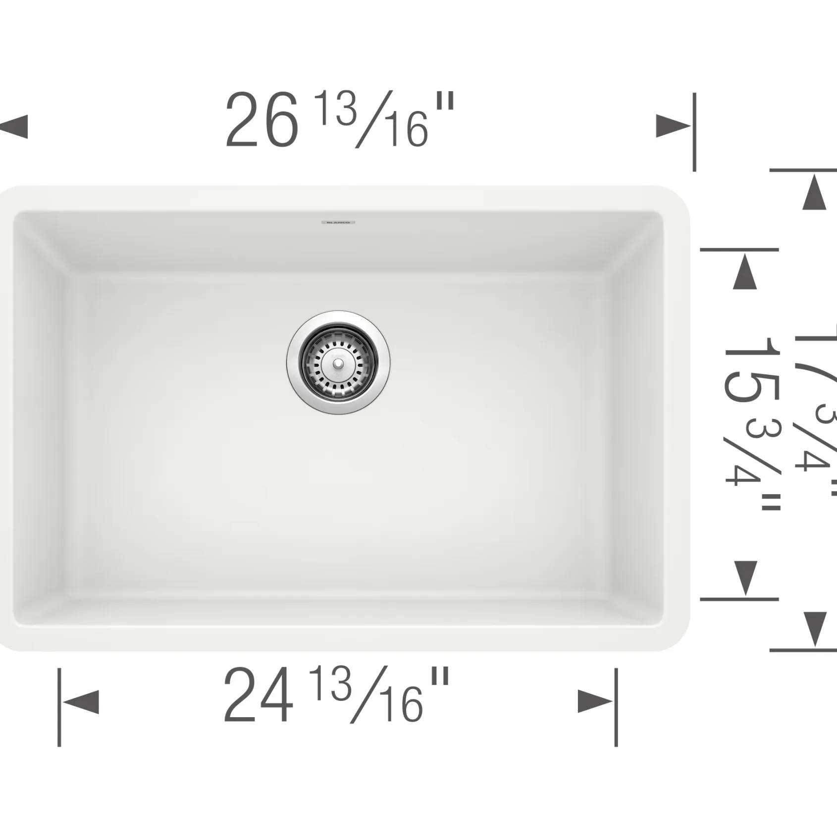 Blanco Precis 27" Undermount Granite Composite Kitchen Sink, Silgranit, White, 522429