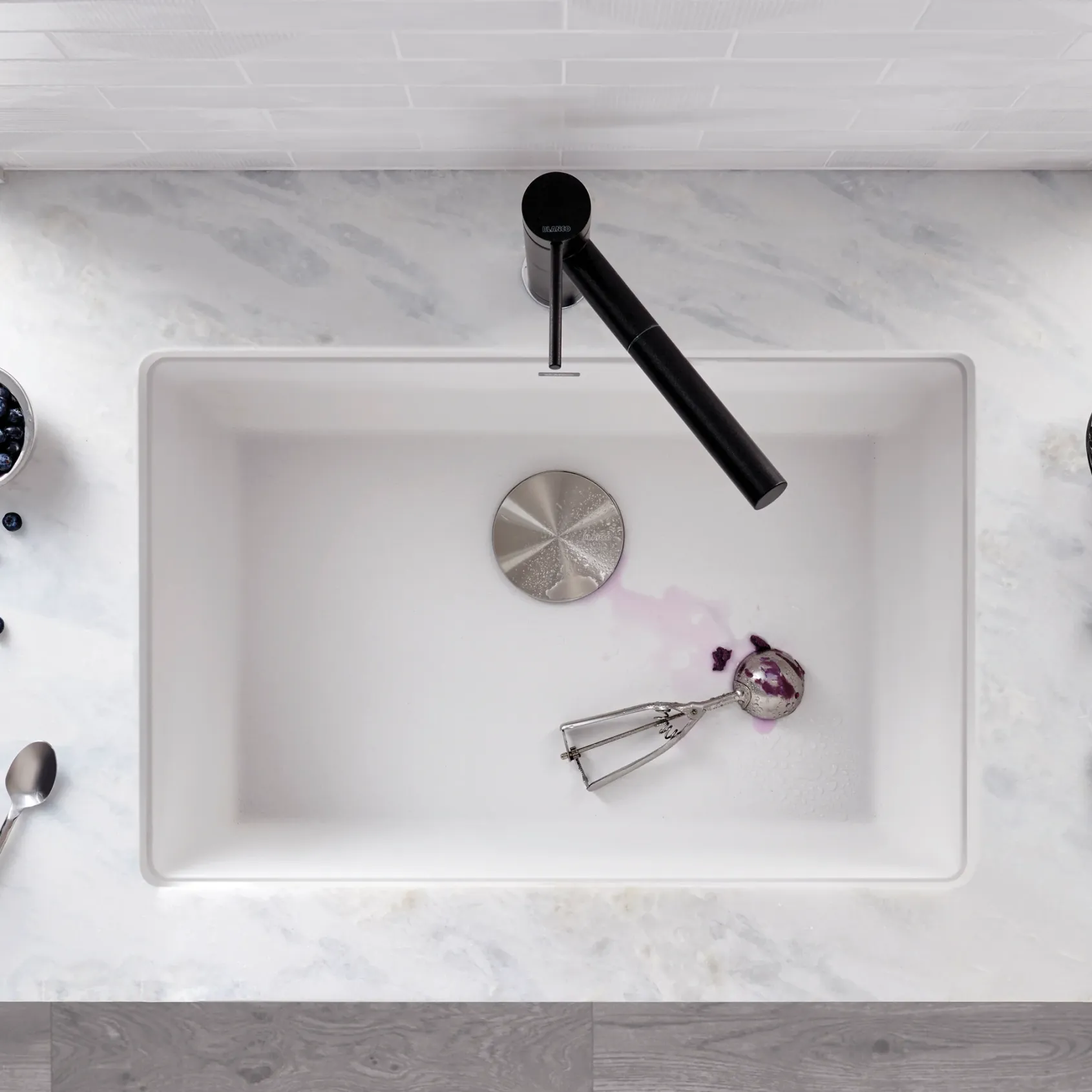 Blanco Precis 27" Undermount Granite Composite Kitchen Sink, Silgranit, White, 522429