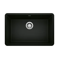Blanco Precis 27" Undermount Granite Composite Kitchen Sink, Silgranit, Coal Black, 442930