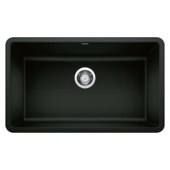 Blanco Precis 30" Undermount Granite Composite Kitchen Sink, Silgranit, Coal Black, 442931