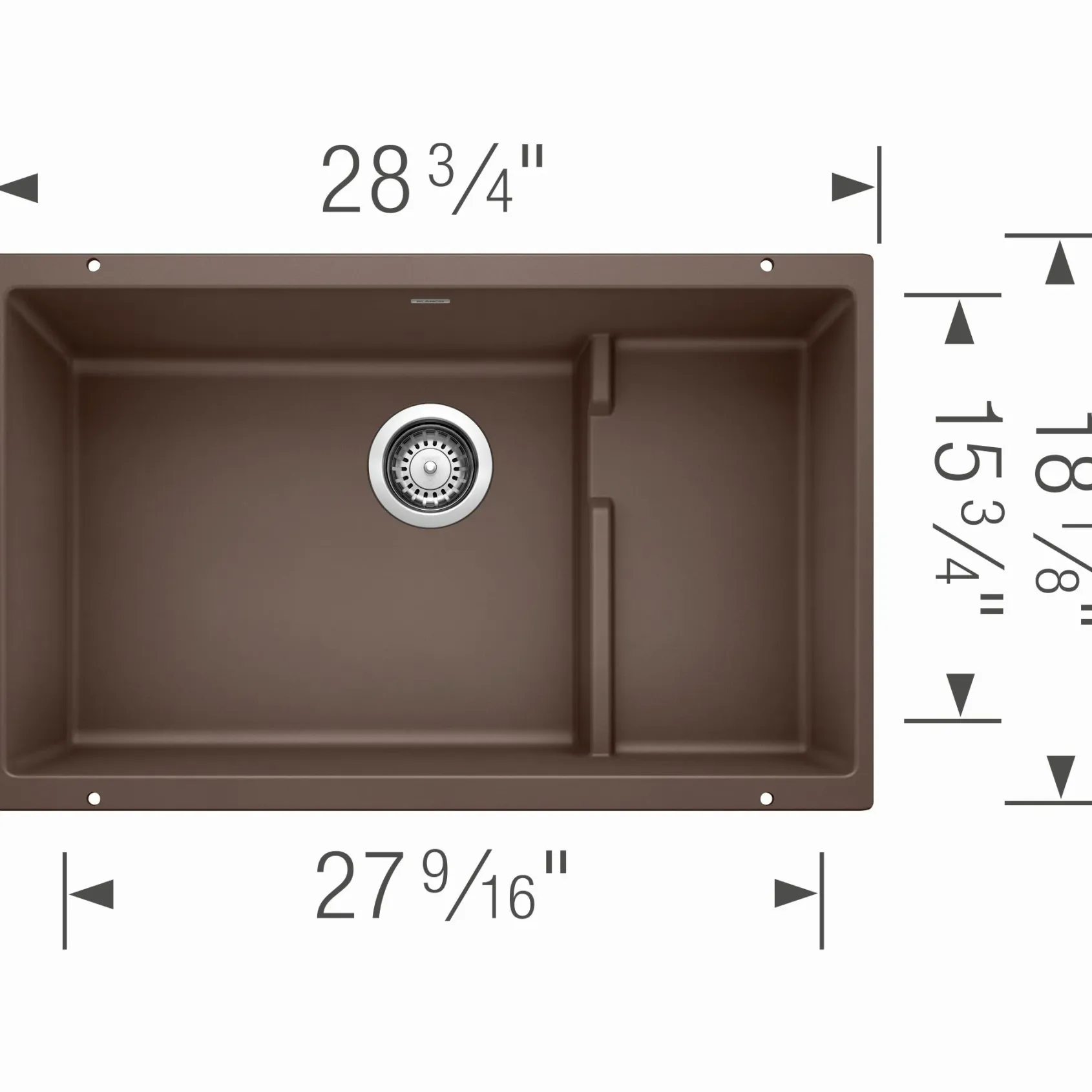 Blanco Precis 29" Undermount Granite Composite Kitchen Sink with Accessories, Silgranit, Cafe, 519457