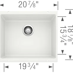 Blanco Precis 21" Undermount Granite Composite Kitchen Sink, Silgranit, White, 513426