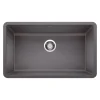Blanco Precis 32" Undermount Granite Composite Kitchen Sink, Silgranit, Cinder, 441478