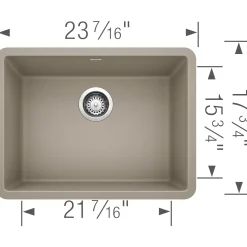 Blanco Precis 23" Undermount Granite Composite Kitchen Sink, Silgranit, Truffle, 522417
