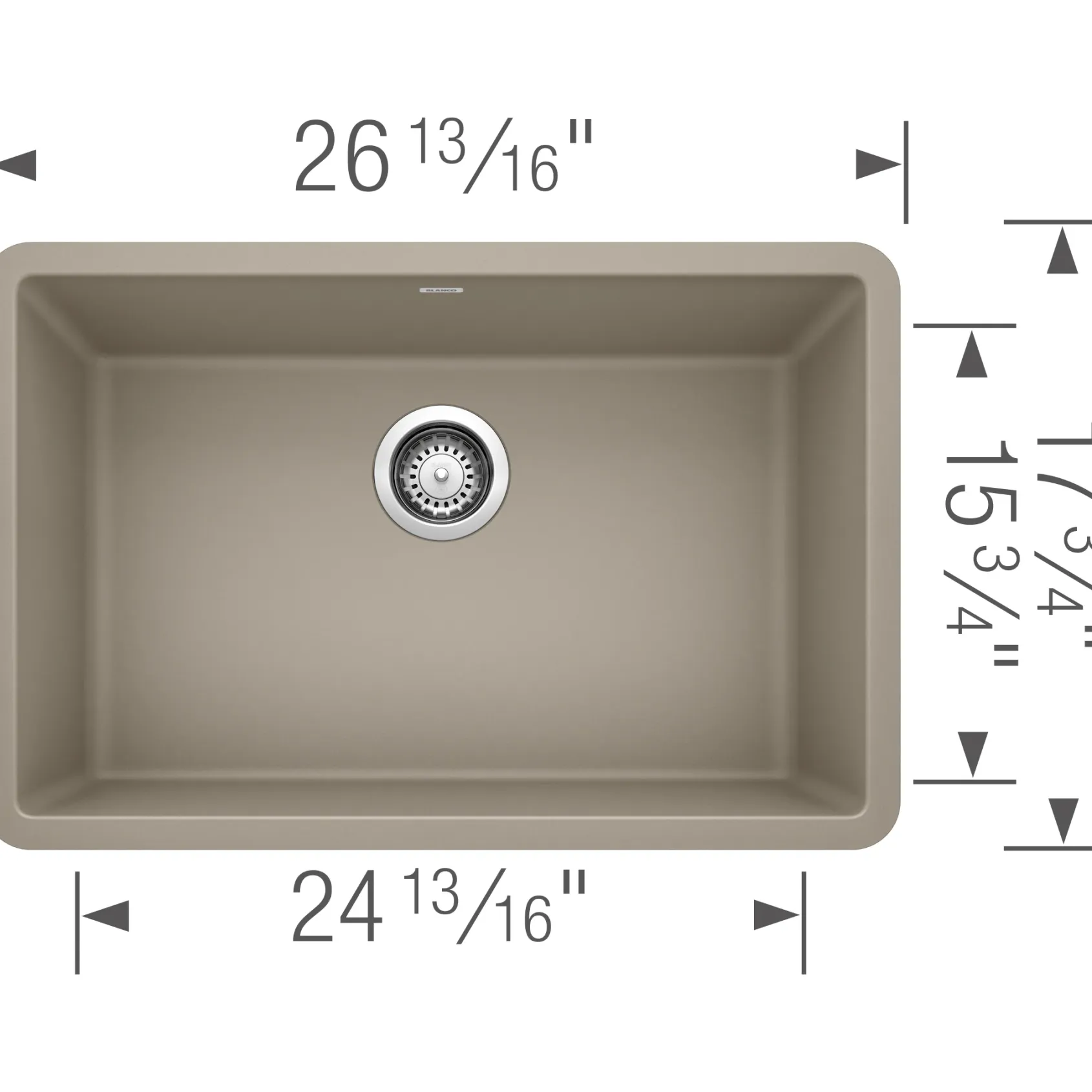 Blanco Precis 27" Undermount Granite Composite Kitchen Sink, Silgranit, Truffle, 522432