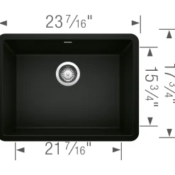 Blanco Precis 23" Undermount Granite Composite Kitchen Sink, Silgranit, Coal Black, 442928