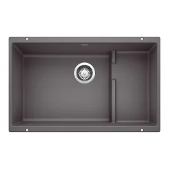 Blanco Precis 29" Undermount Granite Composite Kitchen Sink with Accessories, Silgranit, Cinder, 519451