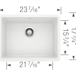 Blanco Precis 23" Undermount Granite Composite Kitchen Sink, Silgranit, White, 522414