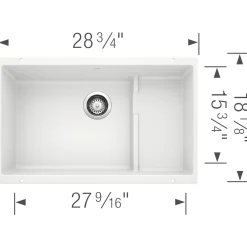 Blanco Precis 29" Undermount Granite Composite Kitchen Sink with Accessories, Silgranit, White, 519453