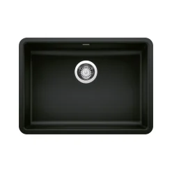 Blanco Precis 25" Undermount Granite Composite ADA Kitchen Sink, Silgranit, Coal Black, 442929