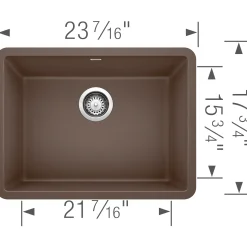 Blanco Precis 23" Undermount Granite Composite Kitchen Sink, Silgranit, Cafe, 522418
