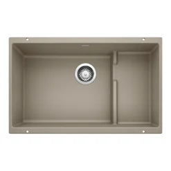 Blanco Precis 29" Undermount Granite Composite Kitchen Sink with Accessories, Silgranit, Truffle, 519456