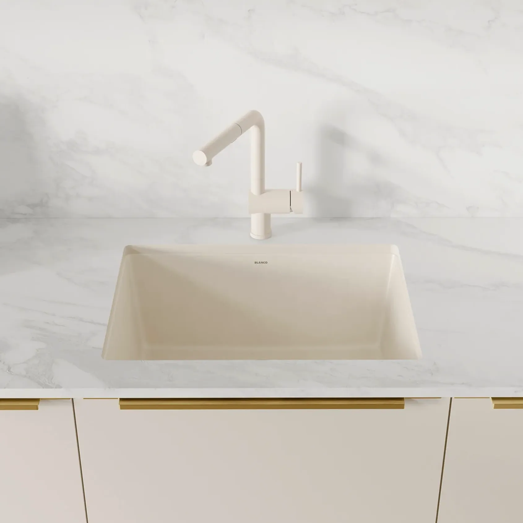 Blanco Precis 23" Undermount Silgranit Kitchen Sink, Soft White, No Faucet Hole, 527402