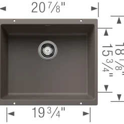 Blanco Precis 21" Undermount Silgranit Kitchen Sink, Volcano Gray, No Faucet Hole, 527414
