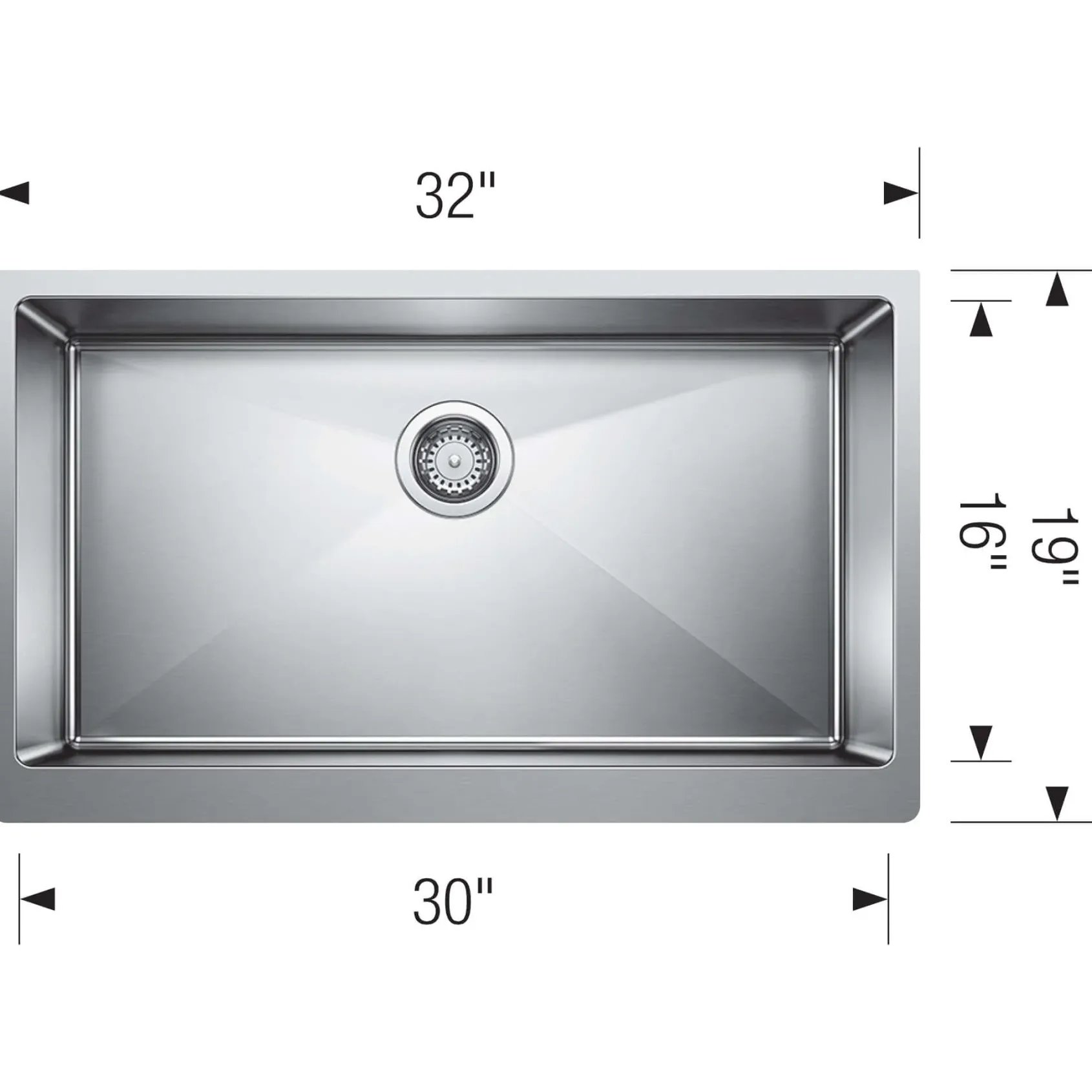 Blanco Quatrus 32" Stainless Steel Farmhouse Sink, 18 Gauge, Satin Polish, 522213
