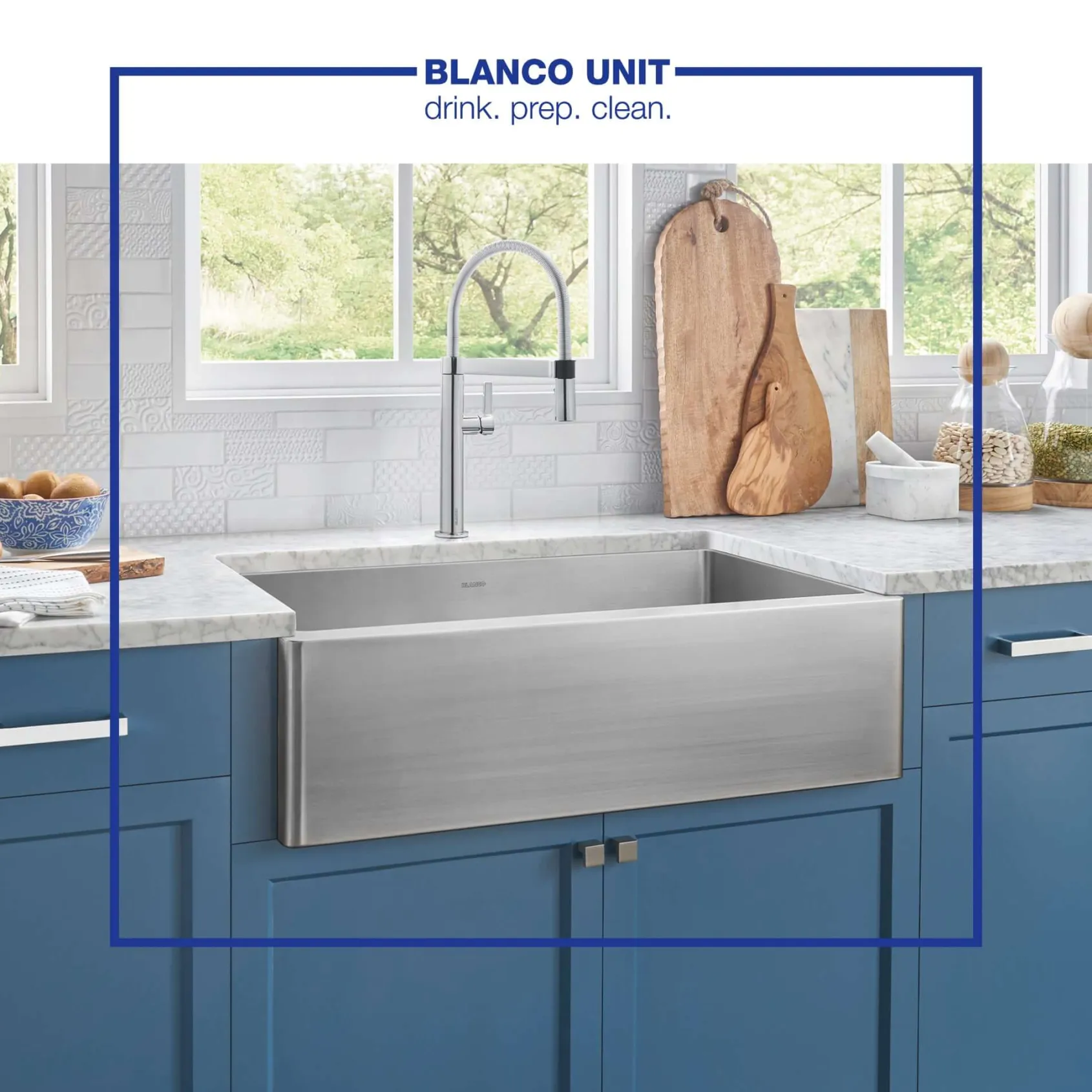 Blanco Quatrus 32" Stainless Steel Farmhouse Sink, 18 Gauge, Satin Polish, 522213