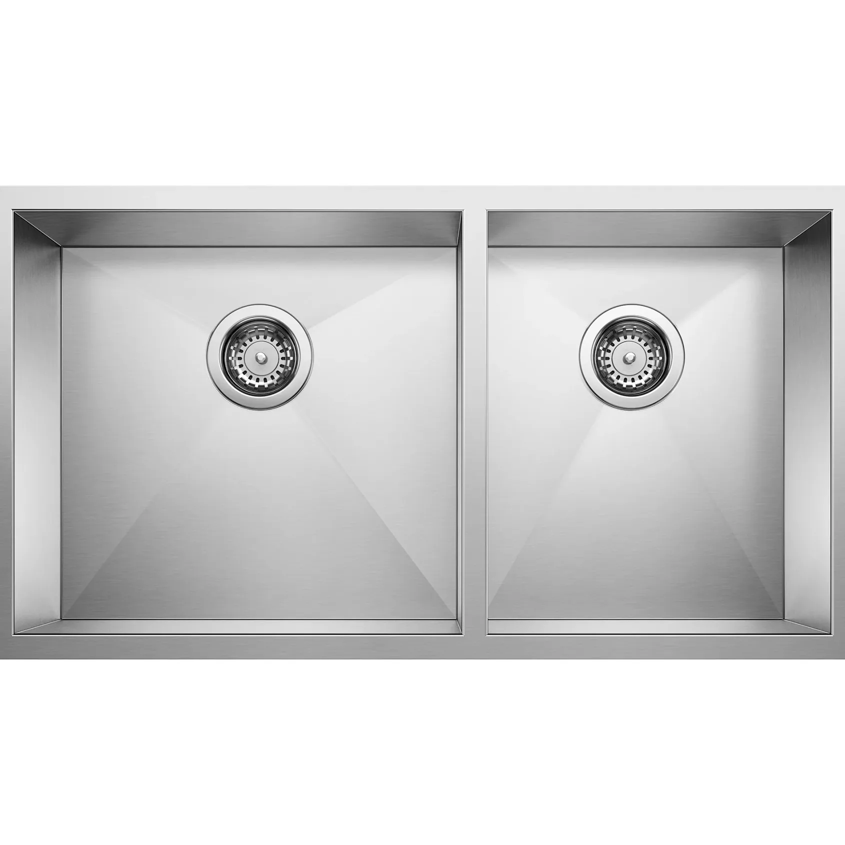 Blanco Quatrus 33" Undermount Stainless Steel Kitchen Sink, 60/40 Double Bowl, Satin Polish, 18 Gauge, No Faucet Hole, 443054