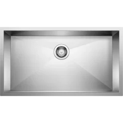 Blanco Quatrus 32" Undermount Stainless Steel Kitchen Sink, Satin Polish, 18 Gauge, No Faucet Hole, 443052