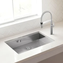 Blanco Quatrus 25" Undermount Stainless Steel ADA Kitchen Sink, Satin Polish, 18 Gauge, No Faucet Hole, 443047