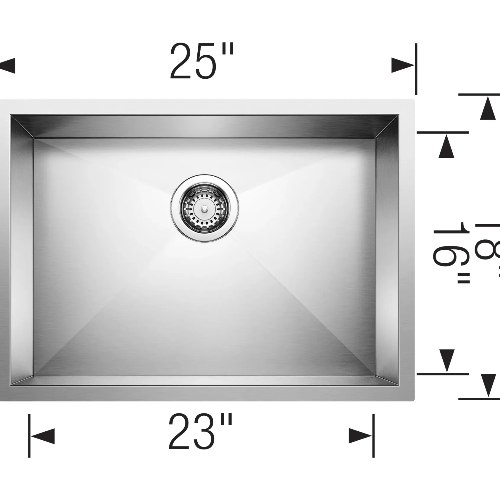 Blanco Quatrus 25" Undermount Stainless Steel Kitchen Sink, Satin Polish, 18 Gauge, No Faucet Hole, 443051
