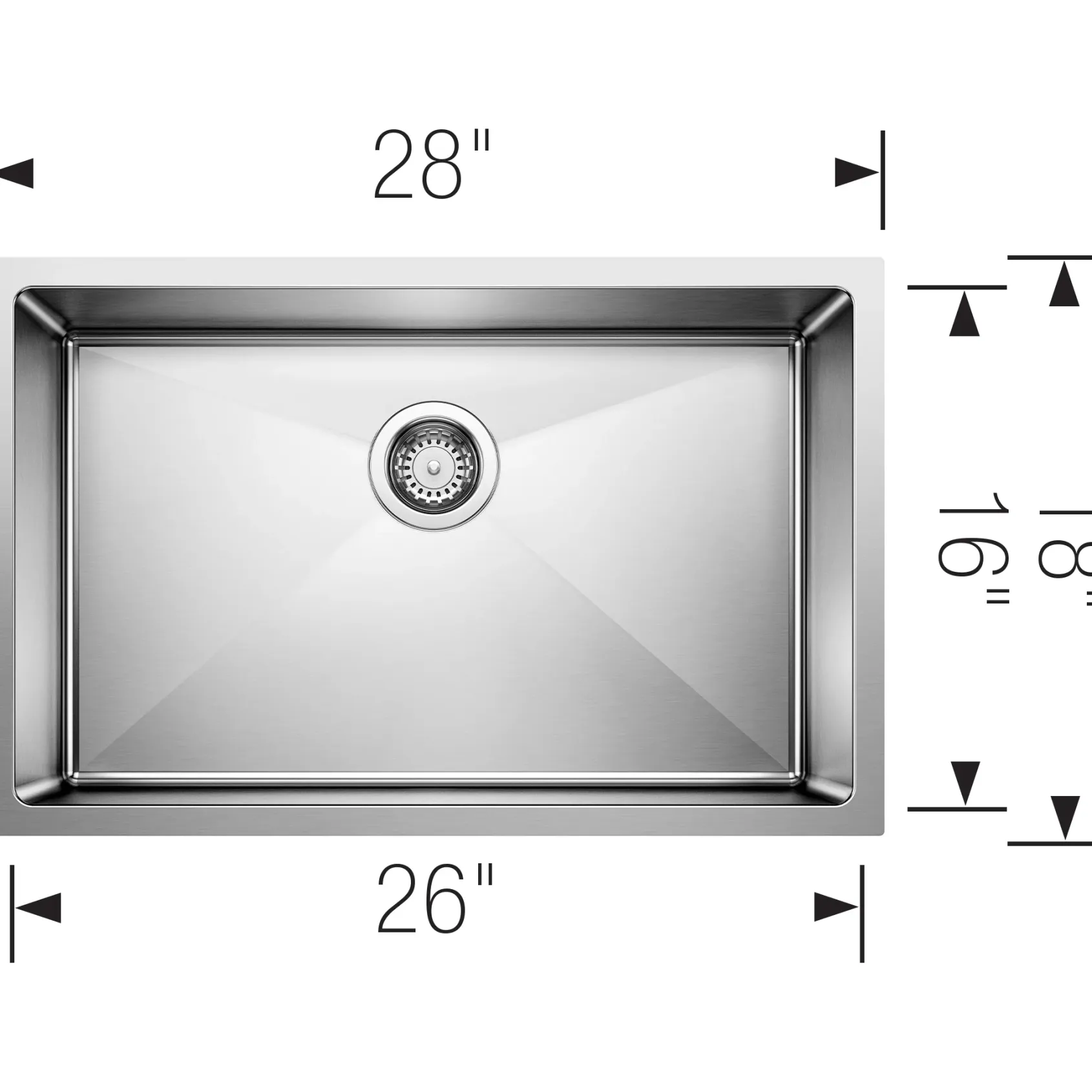 Blanco Quatrus 28" Undermount Stainless Steel Kitchen Sink, Satin Polish, 18 Gauge, No Faucet Hole, 443147