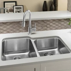 Blanco Stellar 32" Undermount Stainless Steel Kitchen Sink, 60/40 Double Bowl, 18 Gauge, Brushed Finish, 441023