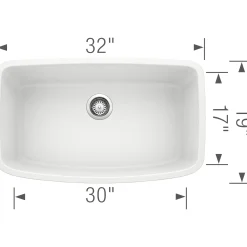 Blanco Valea 32" Undermount Granite Composite Kitchen Sink, Silgranit, White, 441773