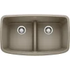 Blanco Valea 32" Undermount Granite Composite Kitchen Sink, Silgranit, 50/50 Double Bowl, Truffle, 442197