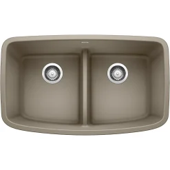 Blanco Valea 32" Undermount Granite Composite Kitchen Sink, Silgranit, 50/50 Double Bowl, Truffle, 442197