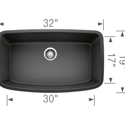 Blanco Valea 32" Undermount Granite Composite Kitchen Sink, Silgranit, Anthracite, 441610