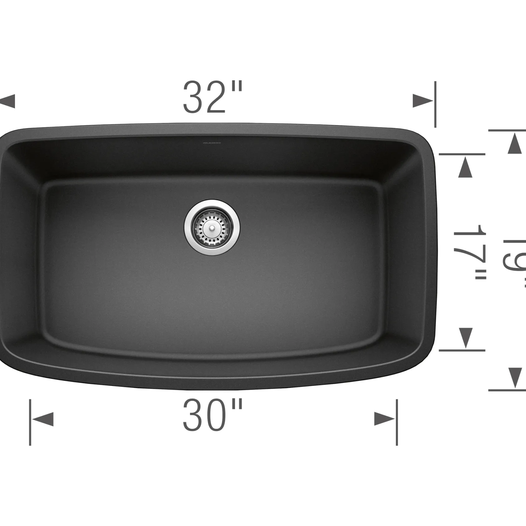 Blanco Valea 32" Undermount Granite Composite Kitchen Sink, Silgranit, Anthracite, 441610