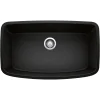 Blanco Valea 32" Undermount Granite Composite Kitchen Sink, Silgranit, Coal Black, 442942