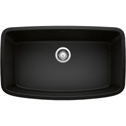 Blanco Valea 32" Undermount Granite Composite Kitchen Sink, Silgranit, Coal Black, 442942