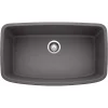 Blanco Valea 32" Undermount Granite Composite Kitchen Sink, Silgranit, Cinder, 441611