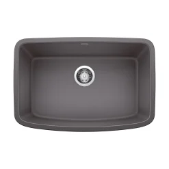 Blanco Valea 27" Undermount Granite Composite Kitchen Sink, Silgranit, Cinder, 442548
