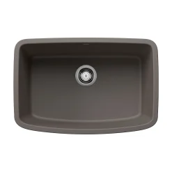 Blanco Valea 27" Undermount Silgranit Kitchen Sink, Volcano Gray, No Faucet Hole, 443127