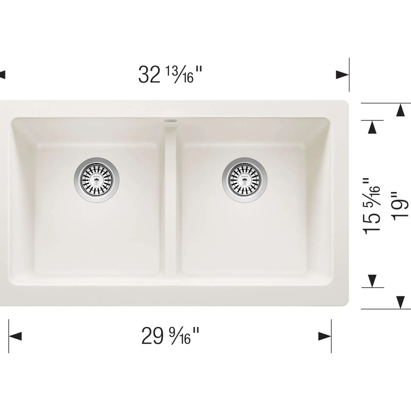 Blanco Vintera 33" Granite Composite Workstation Farmhouse Sink, Silgranit, 50/50 Double Bowl, White, 526550