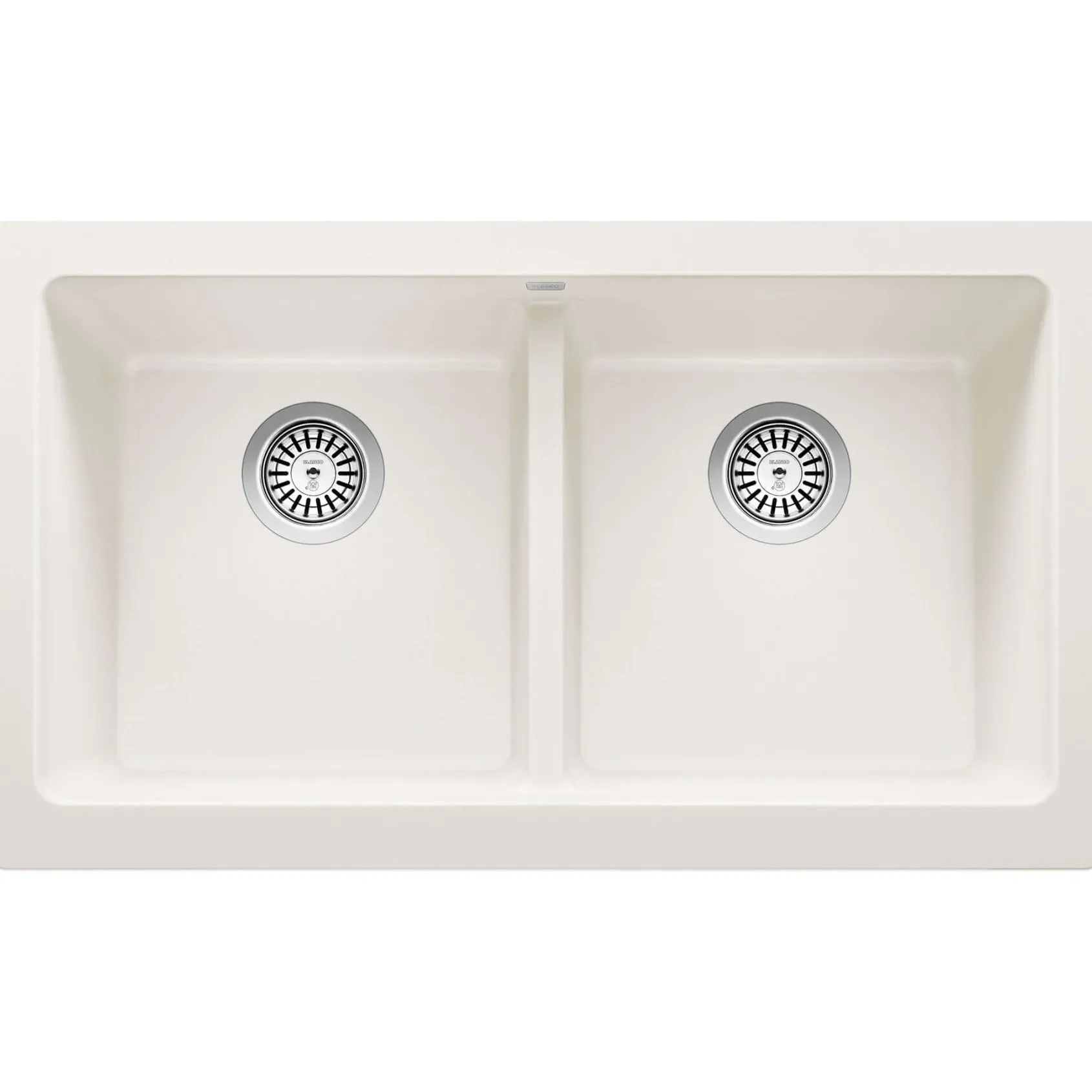 Blanco Vintera 33" Granite Composite Workstation Farmhouse Sink, Silgranit, 50/50 Double Bowl, White, 526550