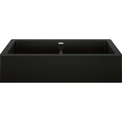 Blanco Vintera 33" Granite Composite Workstation Farmhouse Sink, Silgranit, 50/50 Double Bowl, Coal Black, 526554