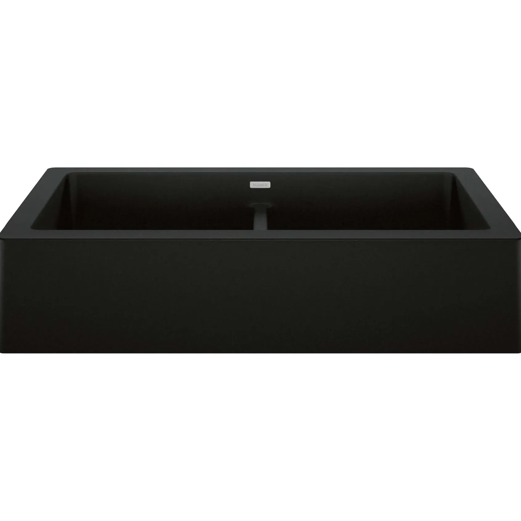 Blanco Vintera 33" Granite Composite Workstation Farmhouse Sink, Silgranit, 50/50 Double Bowl, Coal Black, 526554