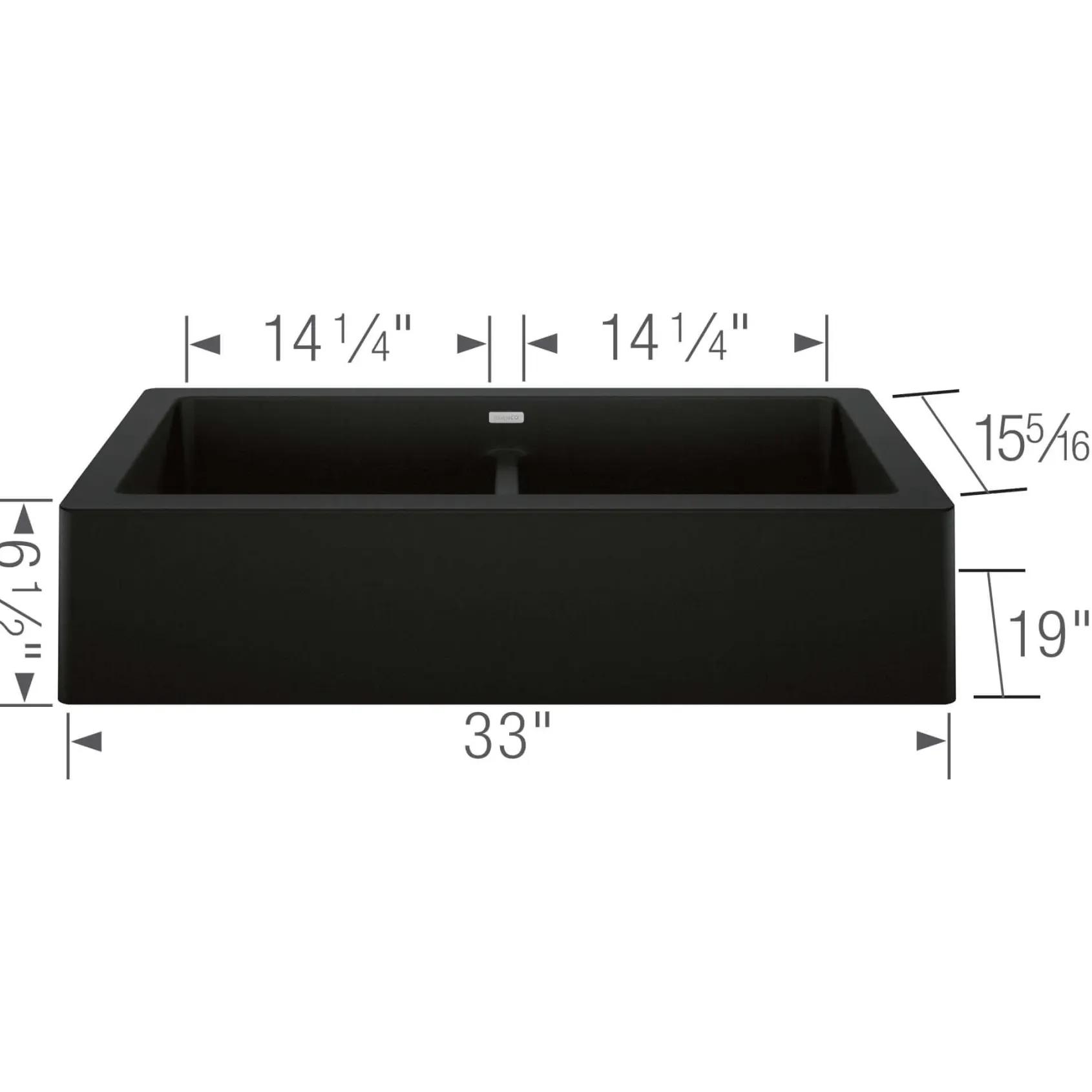 Blanco Vintera 33" Granite Composite Workstation Farmhouse Sink, Silgranit, 50/50 Double Bowl, Coal Black, 526554
