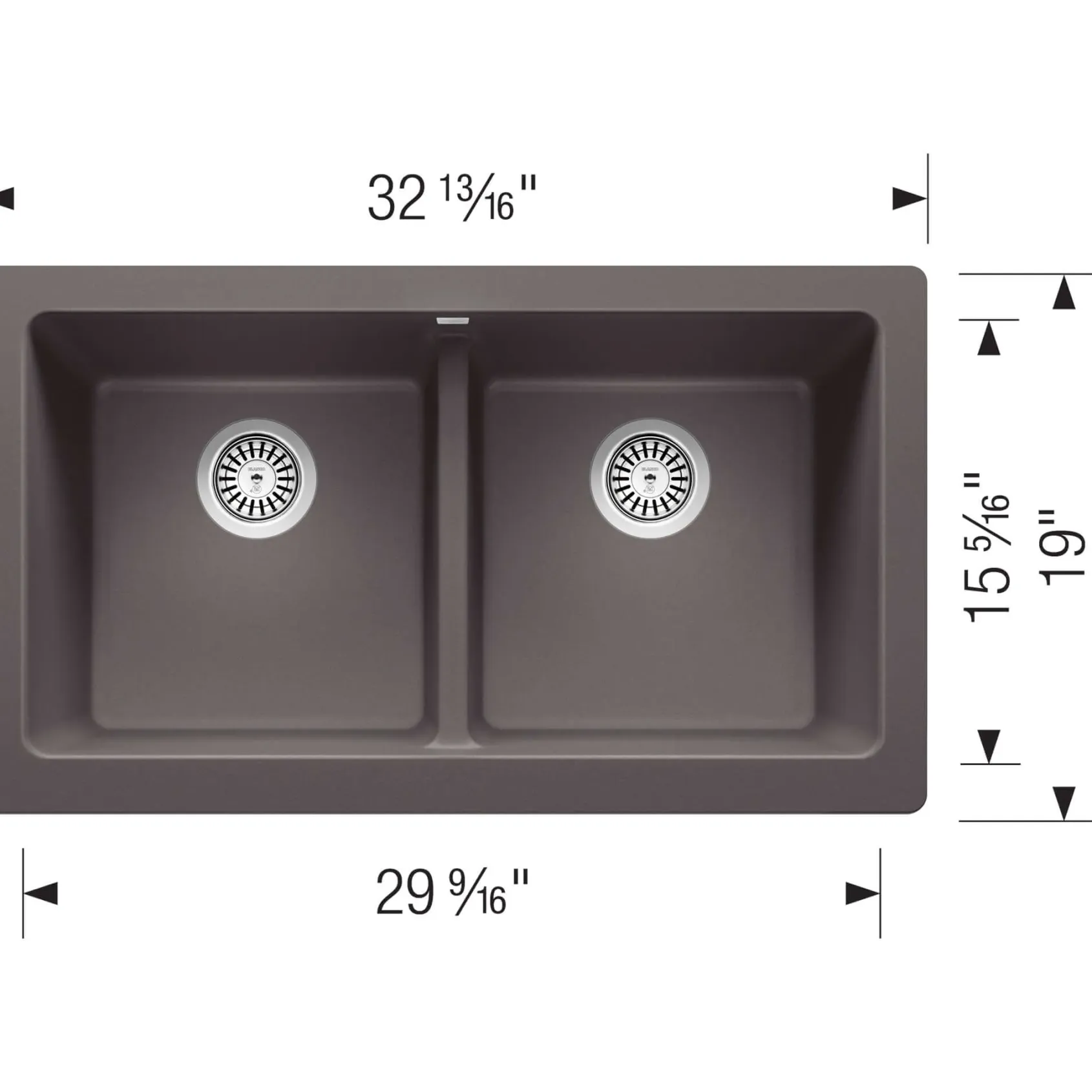 Blanco Vintera 33" Granite Composite Workstation Farmhouse Sink, Silgranit, 50/50 Double Bowl, Cinder, 526548